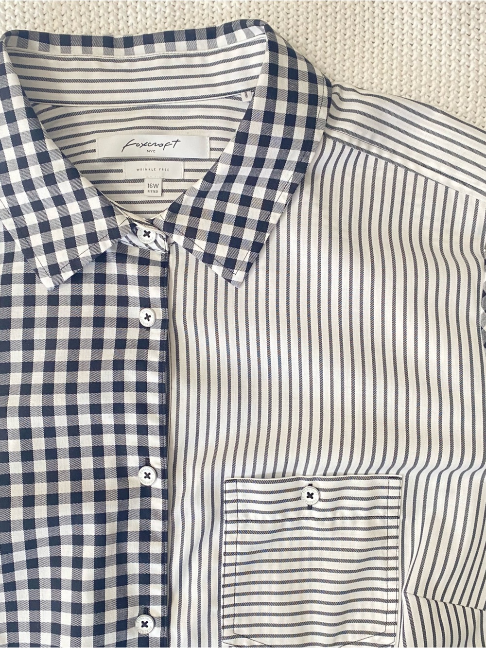 Foxcroft Black & White Mixed-Pattern Button Down Shirt - Picture 5 of 9